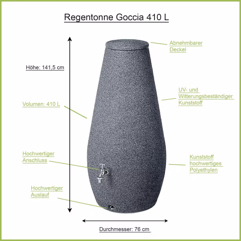 Barile a pioggia antracite GOCCIA 410 litri