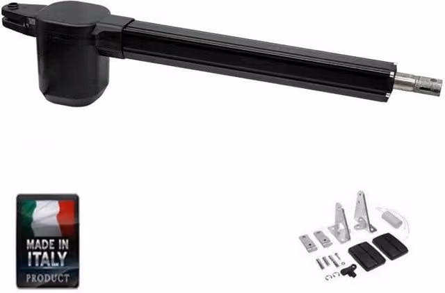 Attuatore per cancello battente Dieffematic BHE N, motore elettrico 230V 220V con corsa 400mm, colore nero, in alluminio e acciaio
