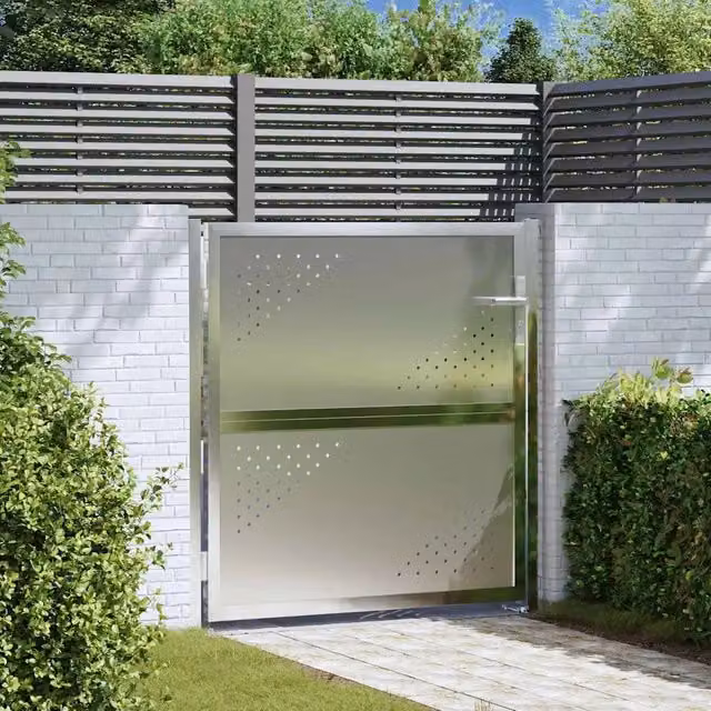 Cancello singolo da giardino vidaXL in acciaio inossidabile argento, L: 85 cm, H: 97 cm – 1