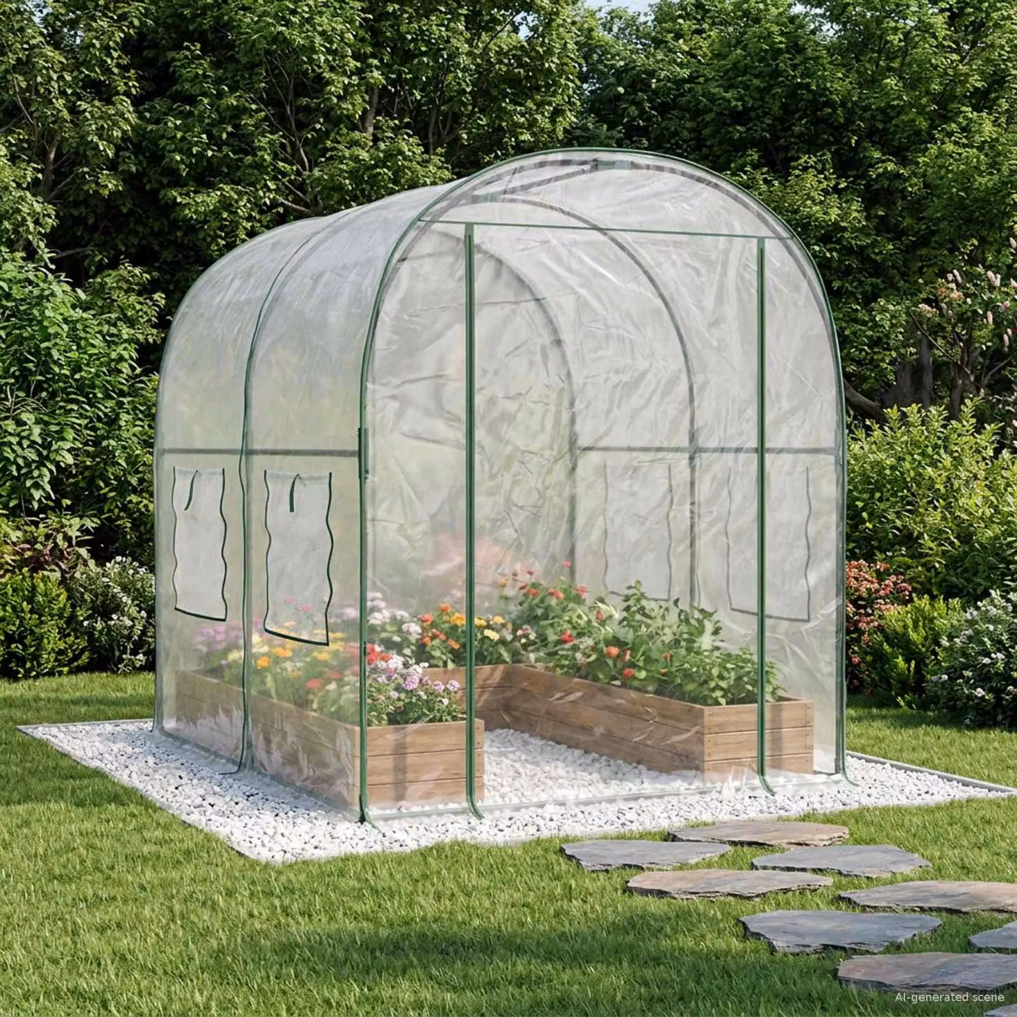 Serra con telaio vidaXL in PVC trasparente per orto e giardino L: 160 cm, P: 200 cm, H: 192,5 cm