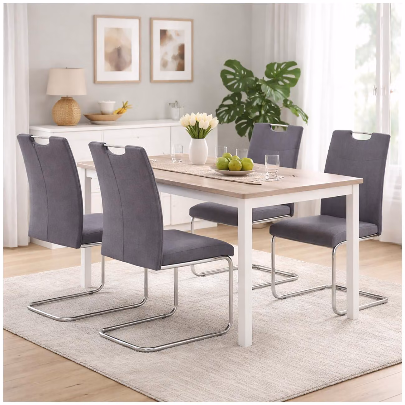 Set di 4 sedie da sala da pranzo in tessuto grigio Kelly C