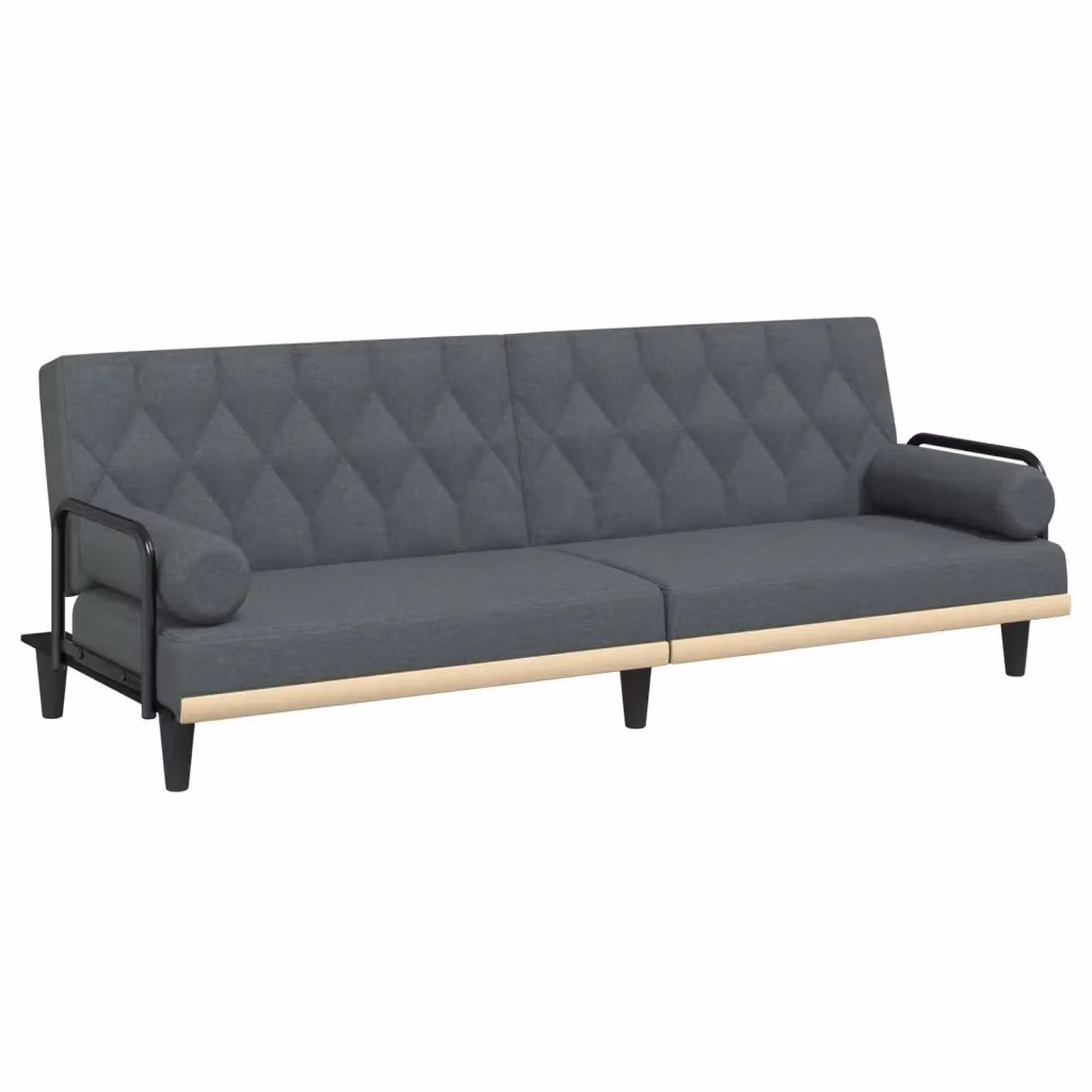 Divano Letto Click Clack vidaXL in Tessuto Grigio con Funzione Letto e Poggiatesta Regolabile L/P/H: 205 x 100 x 70 cm – 2
