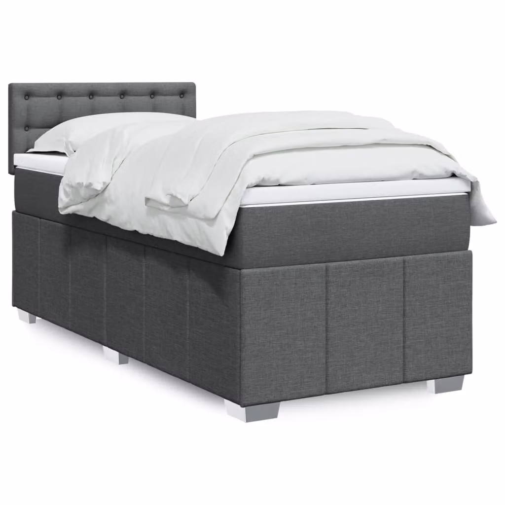 vidaXL Giroletto a Molle con Materasso in Tessuto Grigio Scuro 90x190 cm