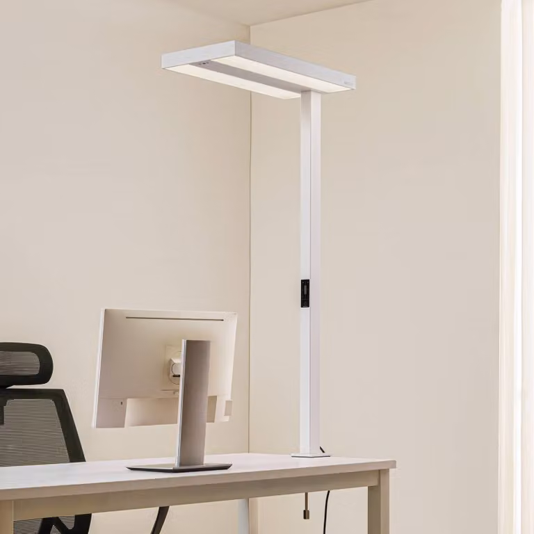 Lampada con morsetto Logan Arcchio, dimmerabile, Bianco / Opale, Studio / Ufficio, Alluminio, Moderno, Lampada con morsetto