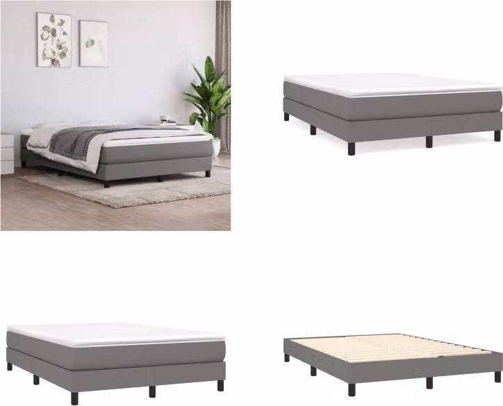 vidaXL Letto boxspring grigio scuro 140x200 cm in tessuto - Letto boxspring - Boxspringbetten - Bett - Schlafzimmermöbel