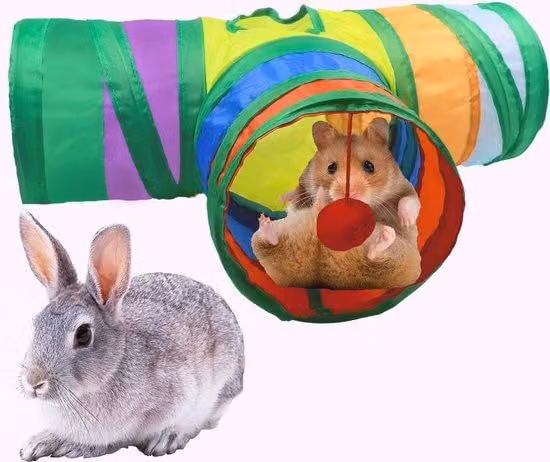 Lettiera rialzata - Giocattolo per animali - Tunnel per il mangime per piccoli animali - Tunnel per il mangime per conigli - Giocattolo per conigli