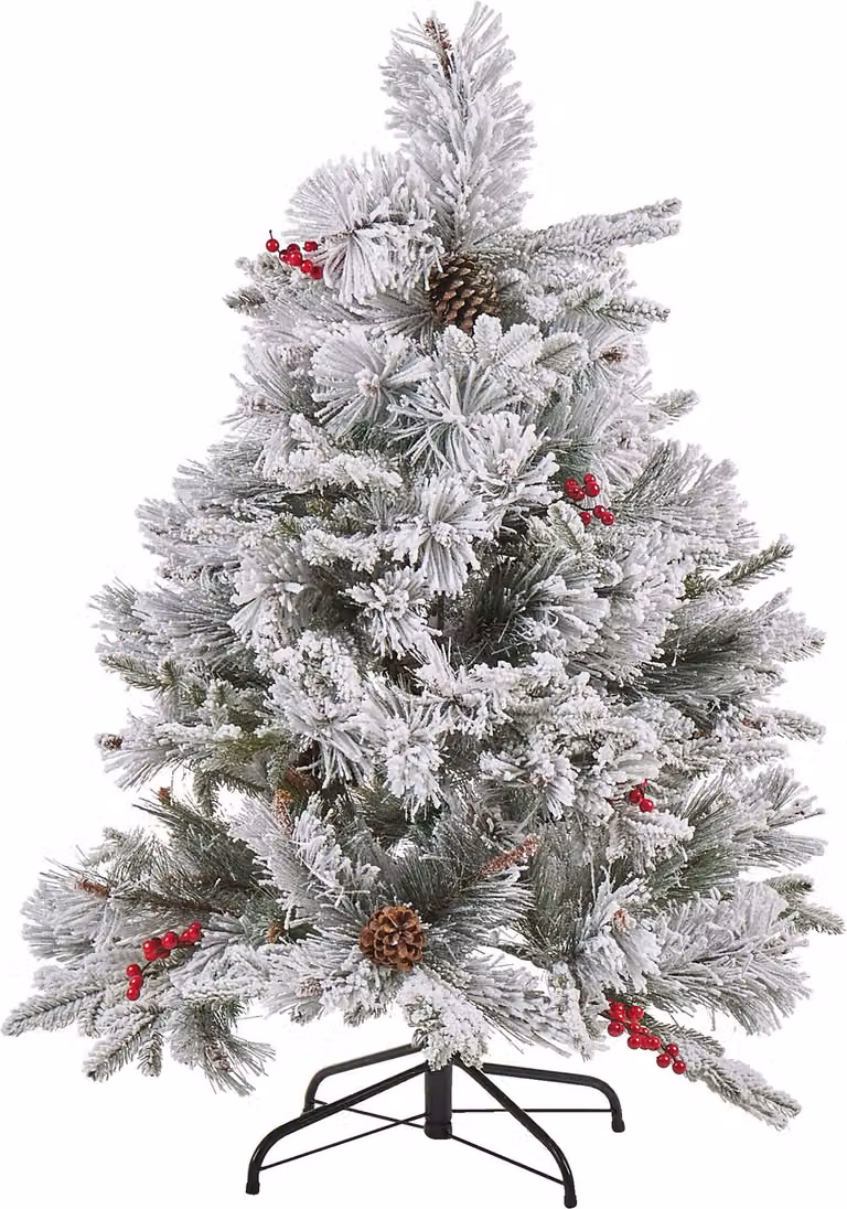 BELIANI Albero di Natale verde con neve artificiale bianca materiale sintetico 120 cm decorazione domestica in piante artificiali