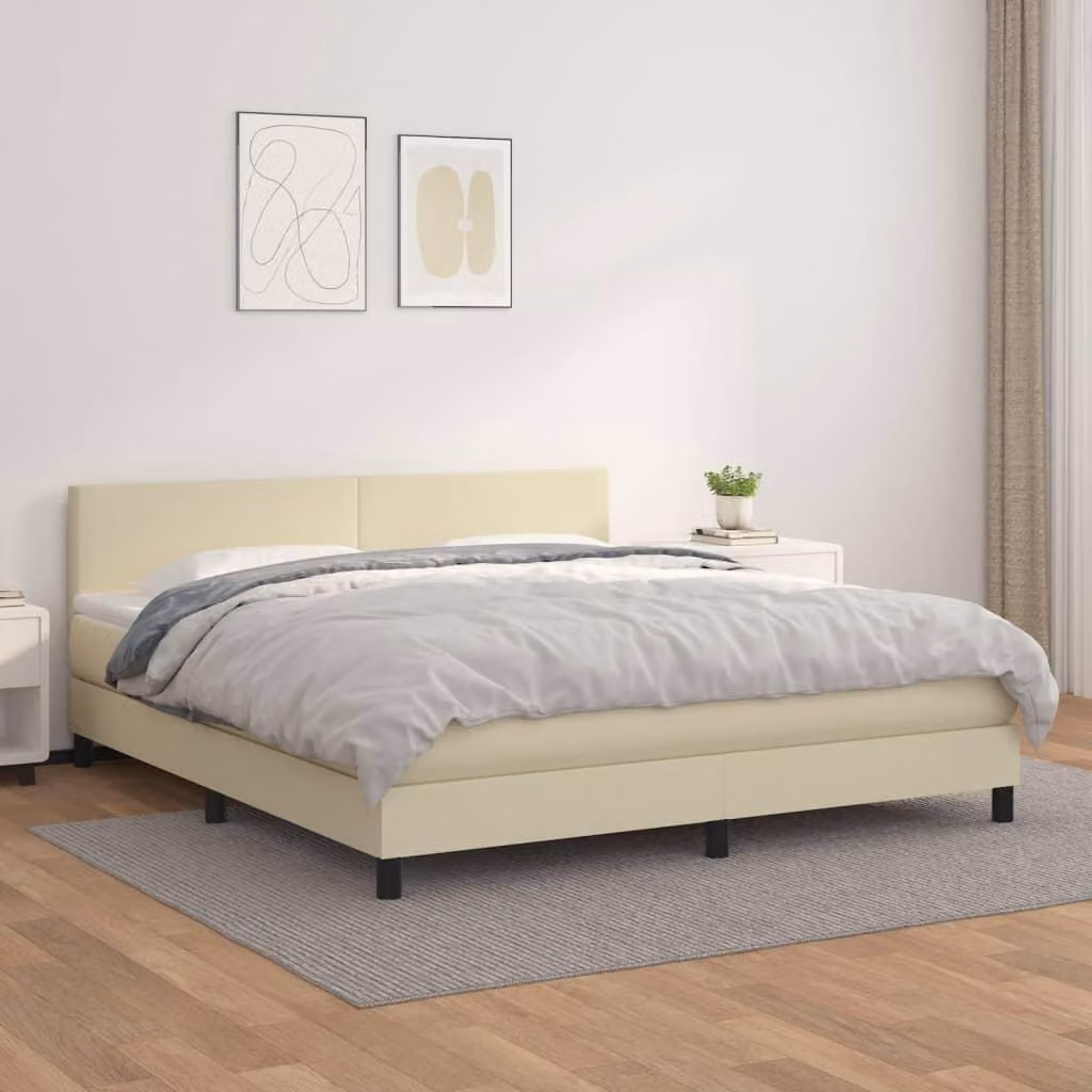 Maison Exclusive - Letto boxspring con materasso color crema 180x200 cm in ecopelle