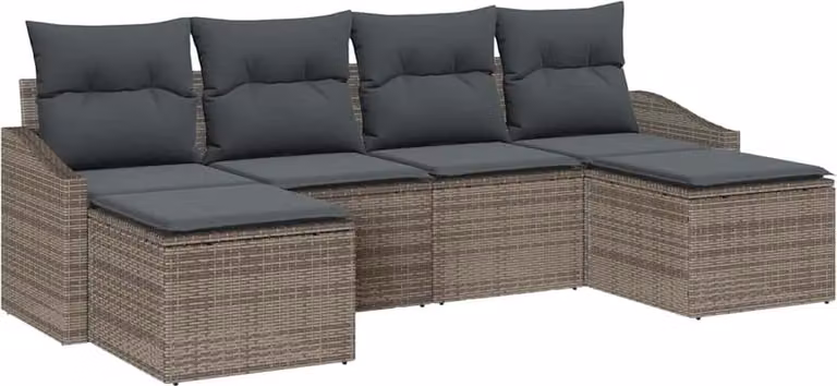 Set da Pranzo per Giardino con cuscino 6 pcs Grigio