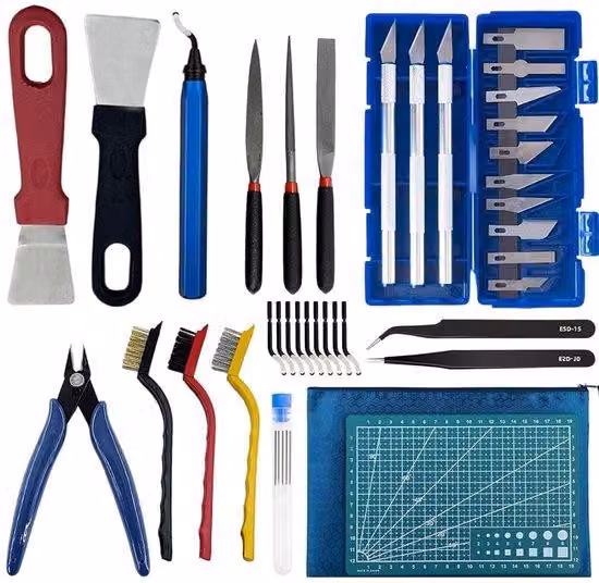 Kit di strumenti ottimizzato per la stampa 3D - 42 pezzi - Set di pulizia - Strumenti di rimozione - Coltello e cacciaviti - Materiali sostenibili - Risultati precisi - Attrezzatura per la stampa 3D