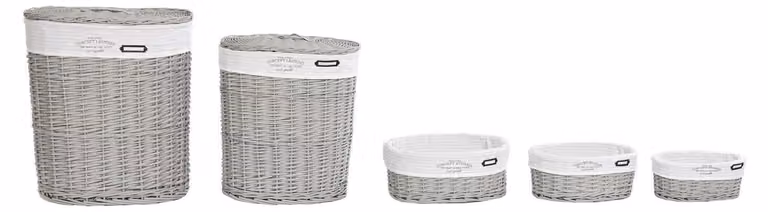 Set di cesti per la biancheria, 5 pezzi, in poliestere, dimensioni 52x38x57 cm, multicolore
