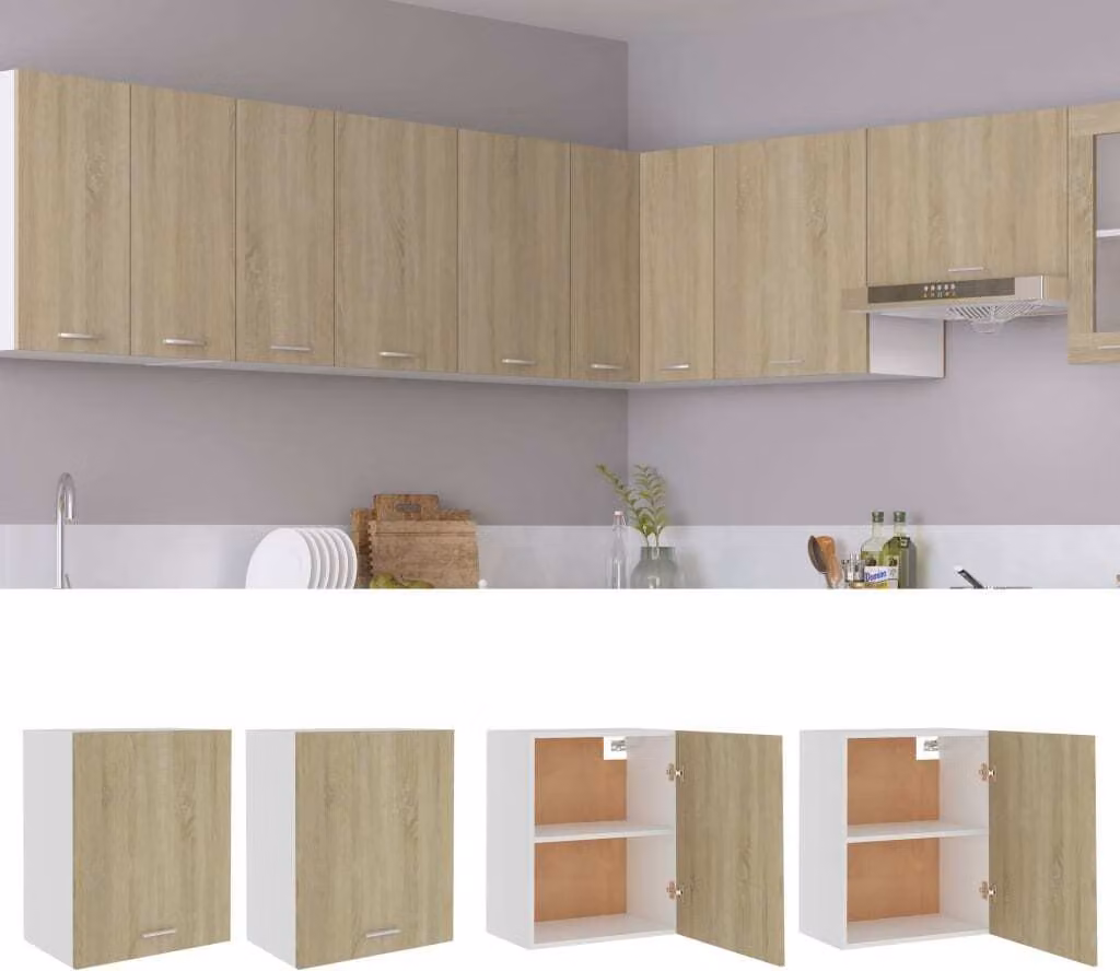 The Living Store Pensili 2 pezzi rovere Sonoma 50x31x60 cm Materiale in legno