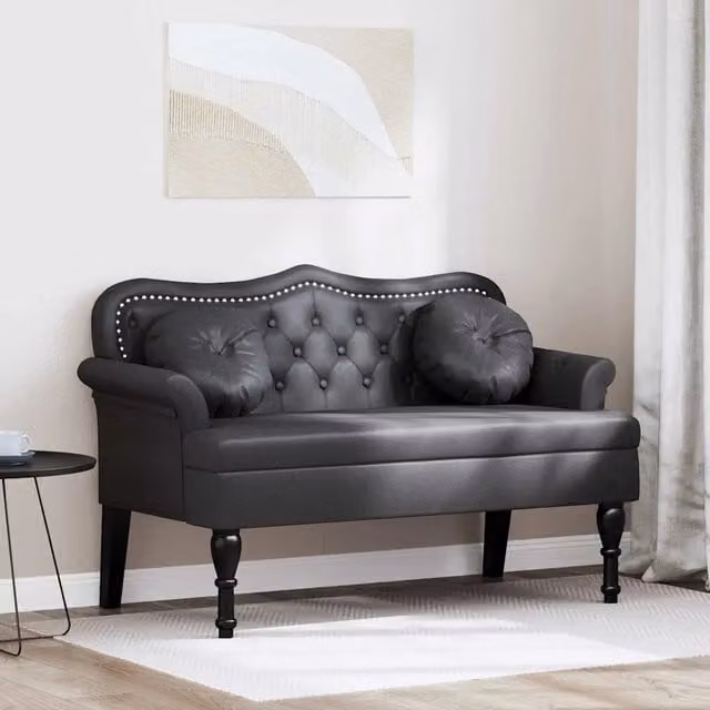 Panca Chesterfield vidaXL in pelle sintetica nera L: 120,5 cm, P: 65 cm, H: 75 cm – 1