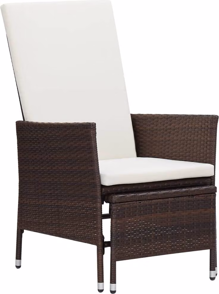 Set da giardino 2 pezzi con cuscini in polyrattan marrone - vidaXL