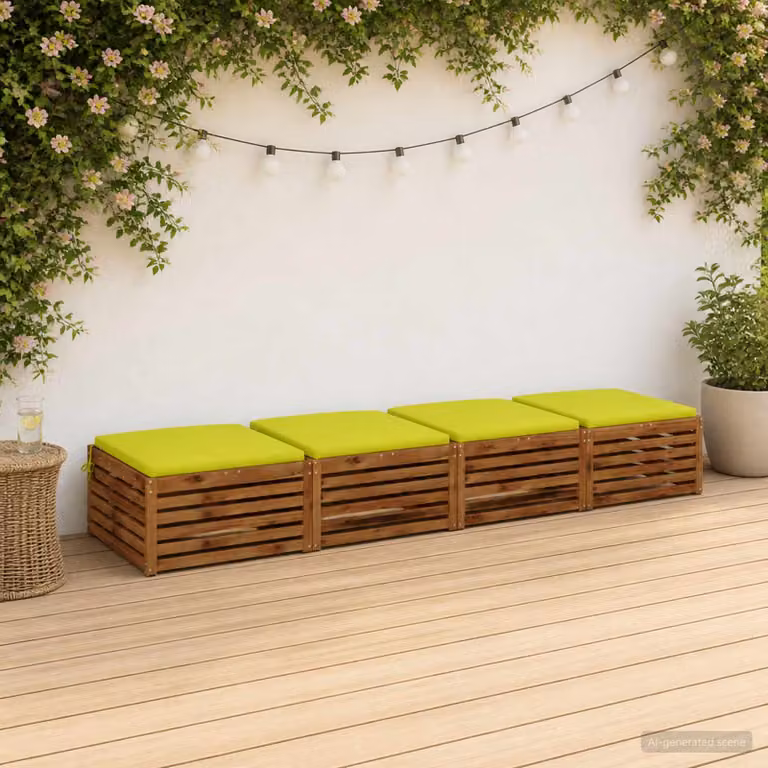 Set di 4 cuscini per sedia vidaXL in poliestere con fodera rimovibile e resistenza UV, disponibili in verde o giallo