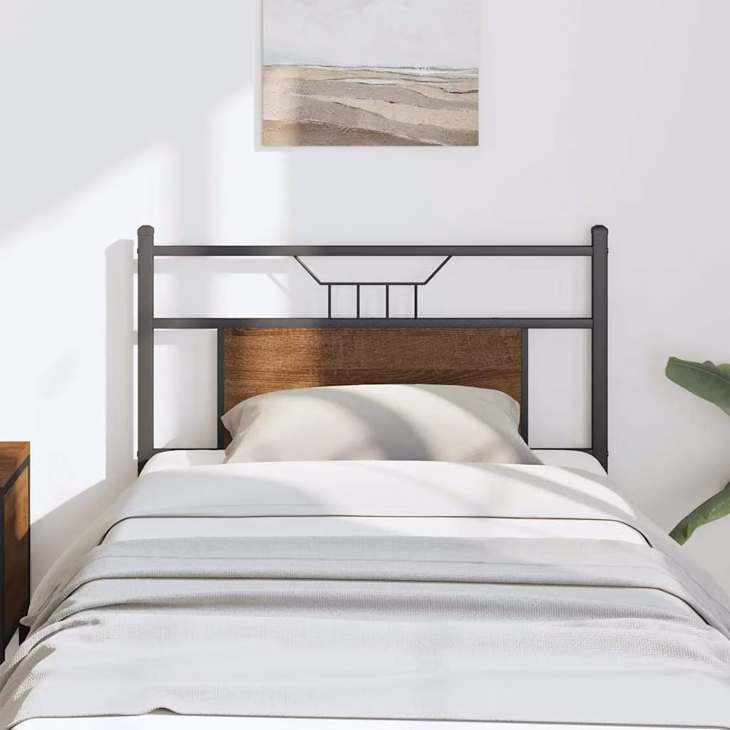 Testiera di ricambio vidaXL in legno multistrato e acciaio, colore rovere marrone, per letto 80 x 200 cm
