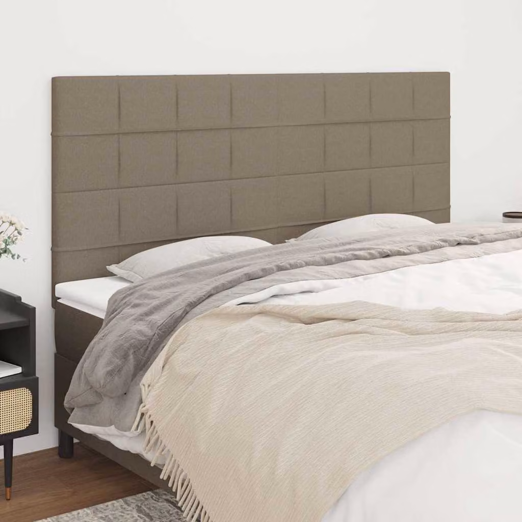 Testiera per letto imbottita vidaXL in tessuto color tortora L: 200 cm, P: 5 cm, H: 118-128 cm