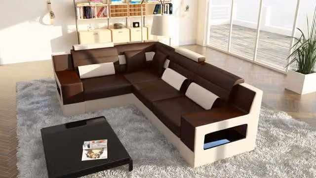 Wohnlandschaft Sofa + USB,Polster Ecke Ecksofa Garnitur Leder Sofas