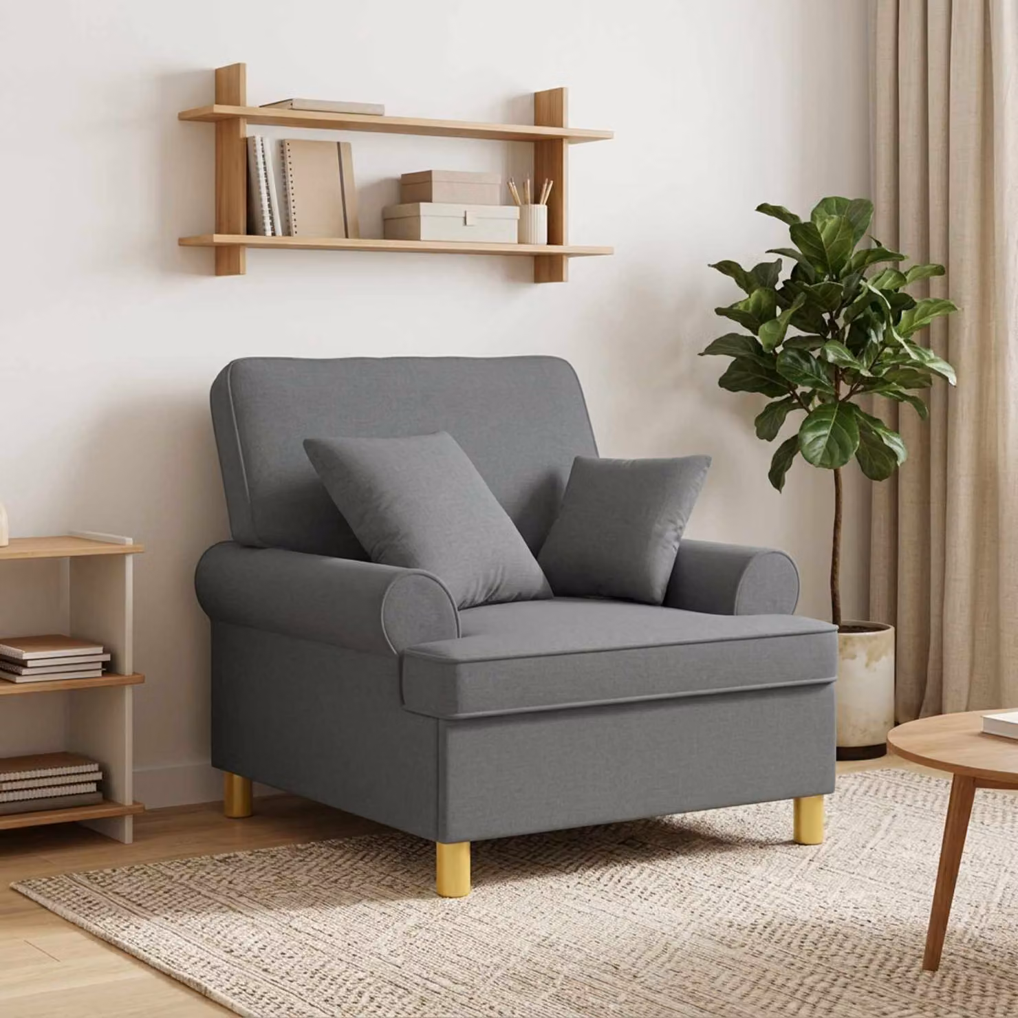 vidaXL Poltrona Relax XL con Braccioli in Tessuto Grigio