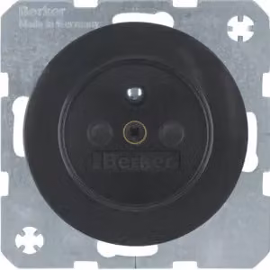 Berker 6765762045 Presa con polo di terra, nera lucida, Berker R.1/R.3