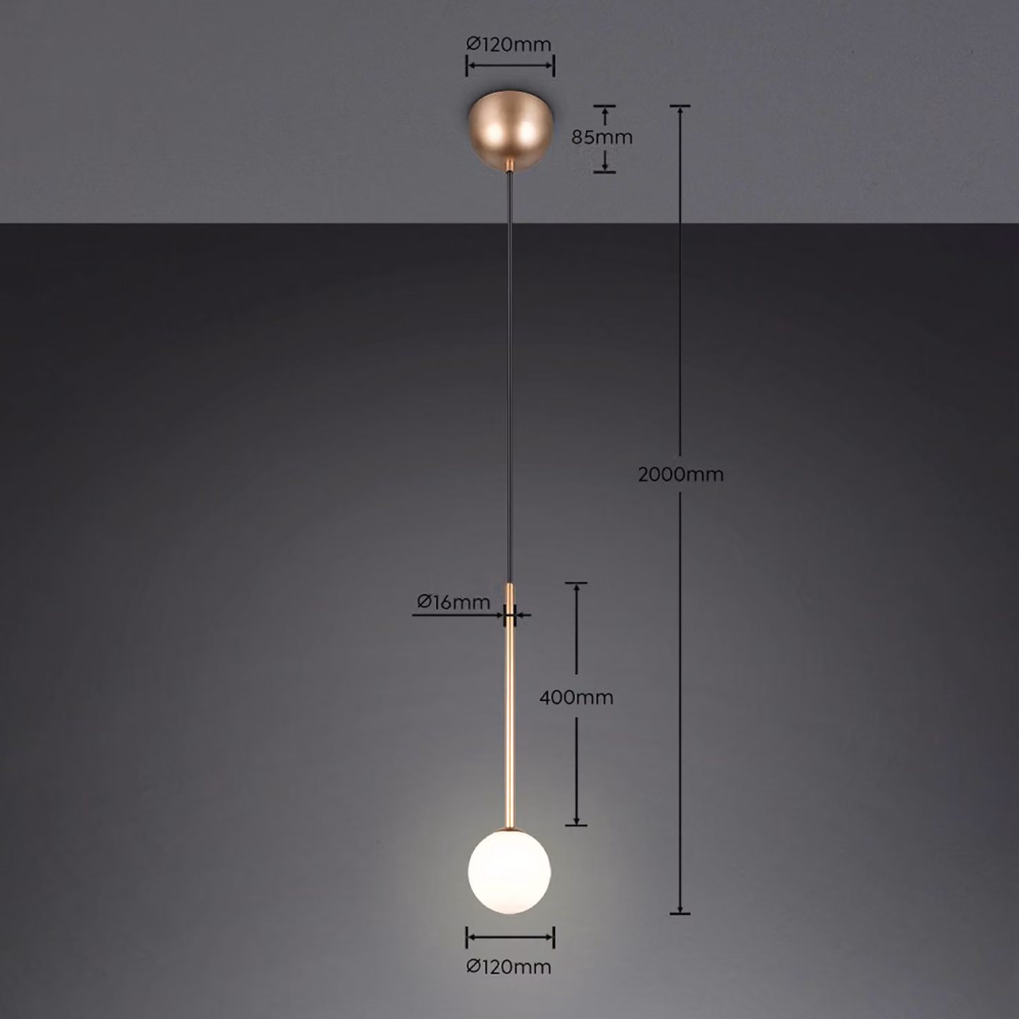 Trio Lighting Lampada a sospensione Firano, Ottone / Oro, Soggiorno / Sala da pranzo, Metallo, Moderno, Lampada a sospensione