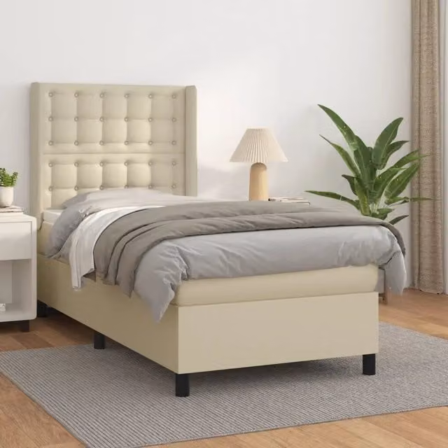 Giroletto a Molle con Materasso Crema 90x200 cm in Similpelle 3132479