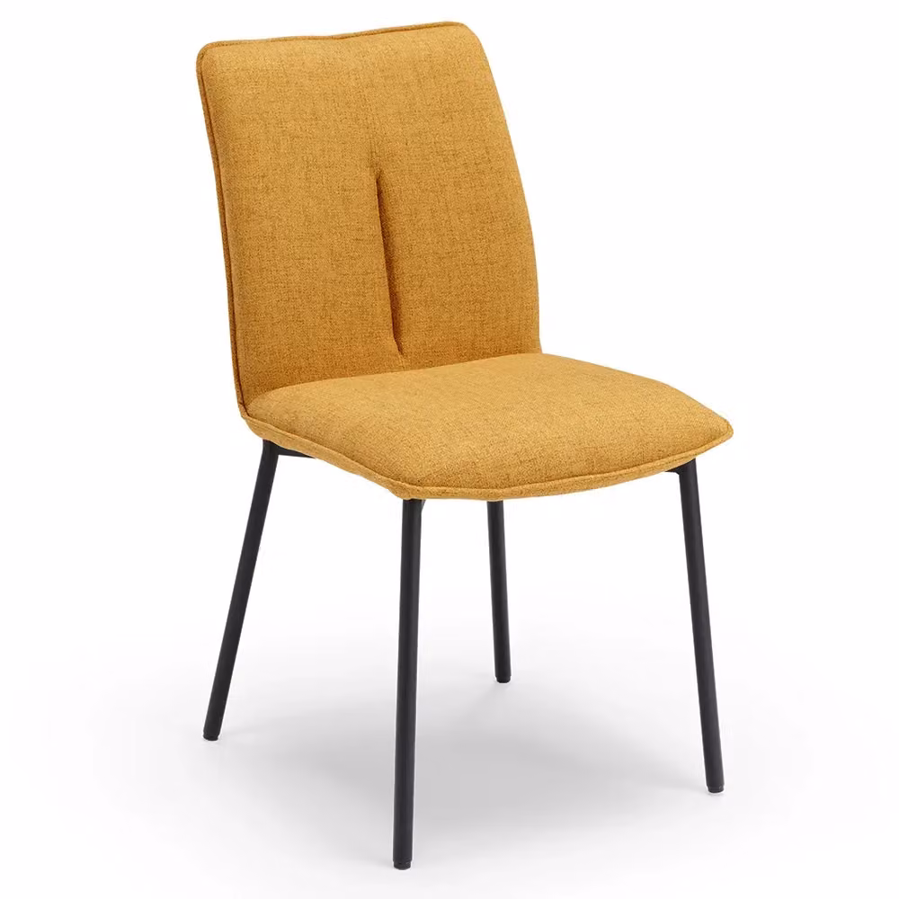 Set di 2 sedie imbottite CAMILLA Redokasa per cucina, sala da pranzo e soggiorno, design moderno con gambe coniche in metallo e rivestimento in tessuto effetto doppio tono colore Senape – 2