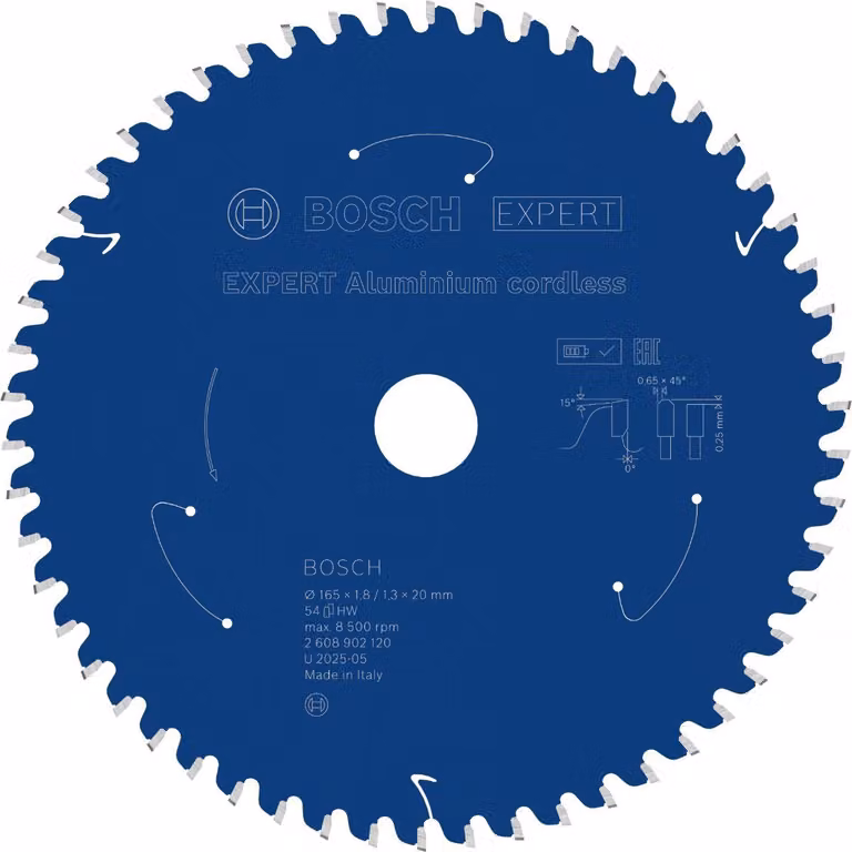 Lama circolare EXPERT in alluminio, 165x20 mm, Z54