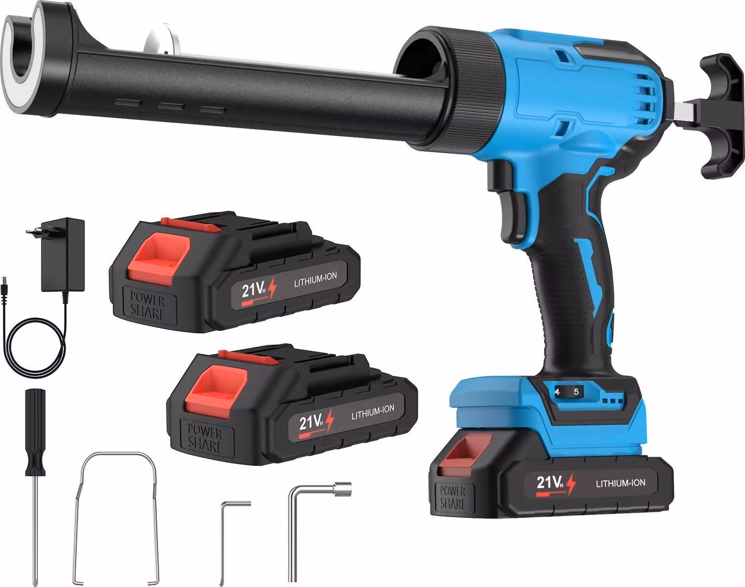 Pistola sigillante elettrica, comando a 6 velocità, display digitale, 2 batterie B