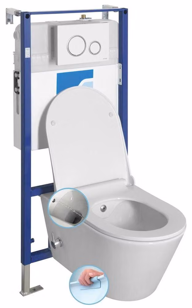 AVVA CLEANWASH WC sospeso, senza bordo, incl. bidet doccia + cassetta