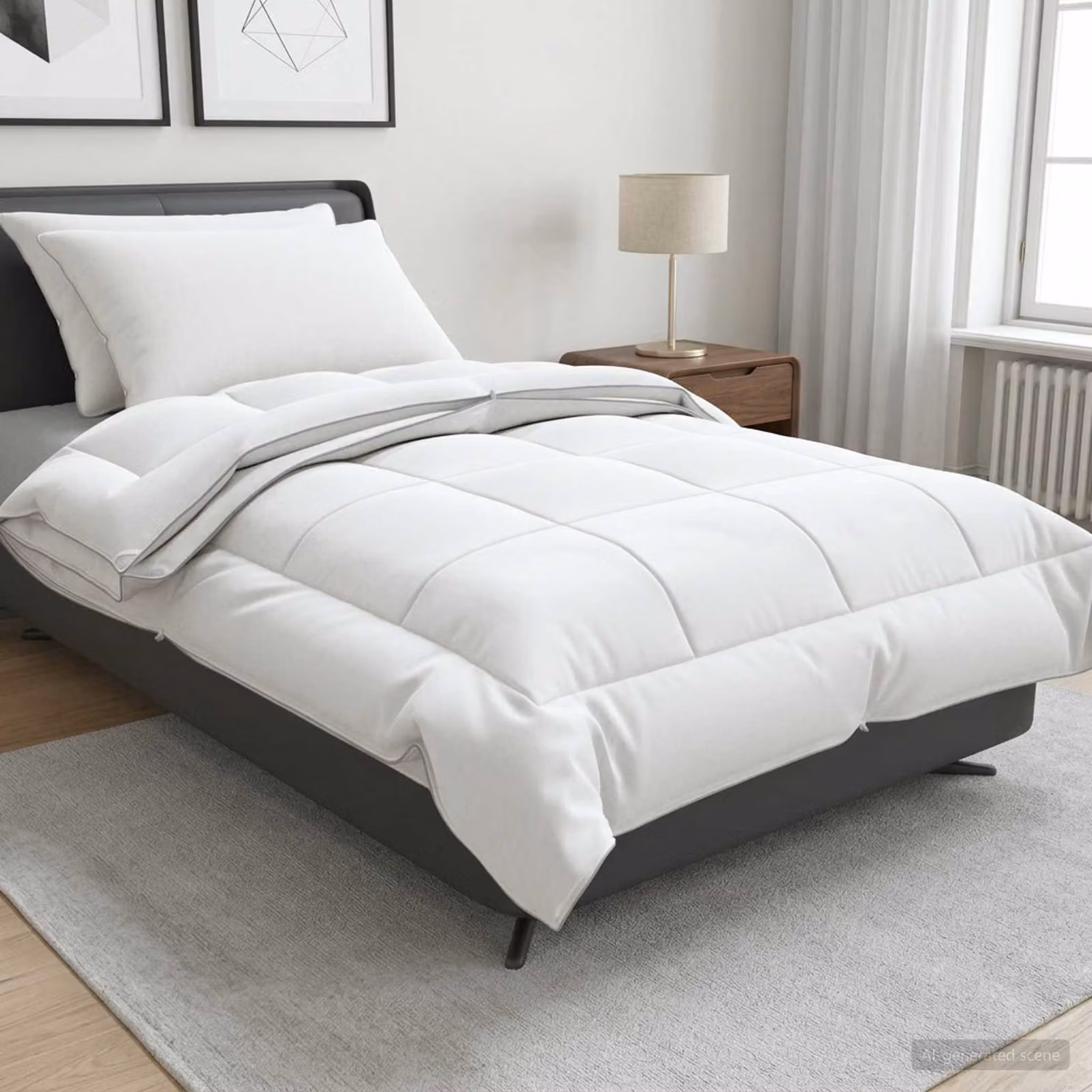 Set di piumone e cuscini 3 pz vidaXL 4 stagioni bianco, L 155 x P 220 cm