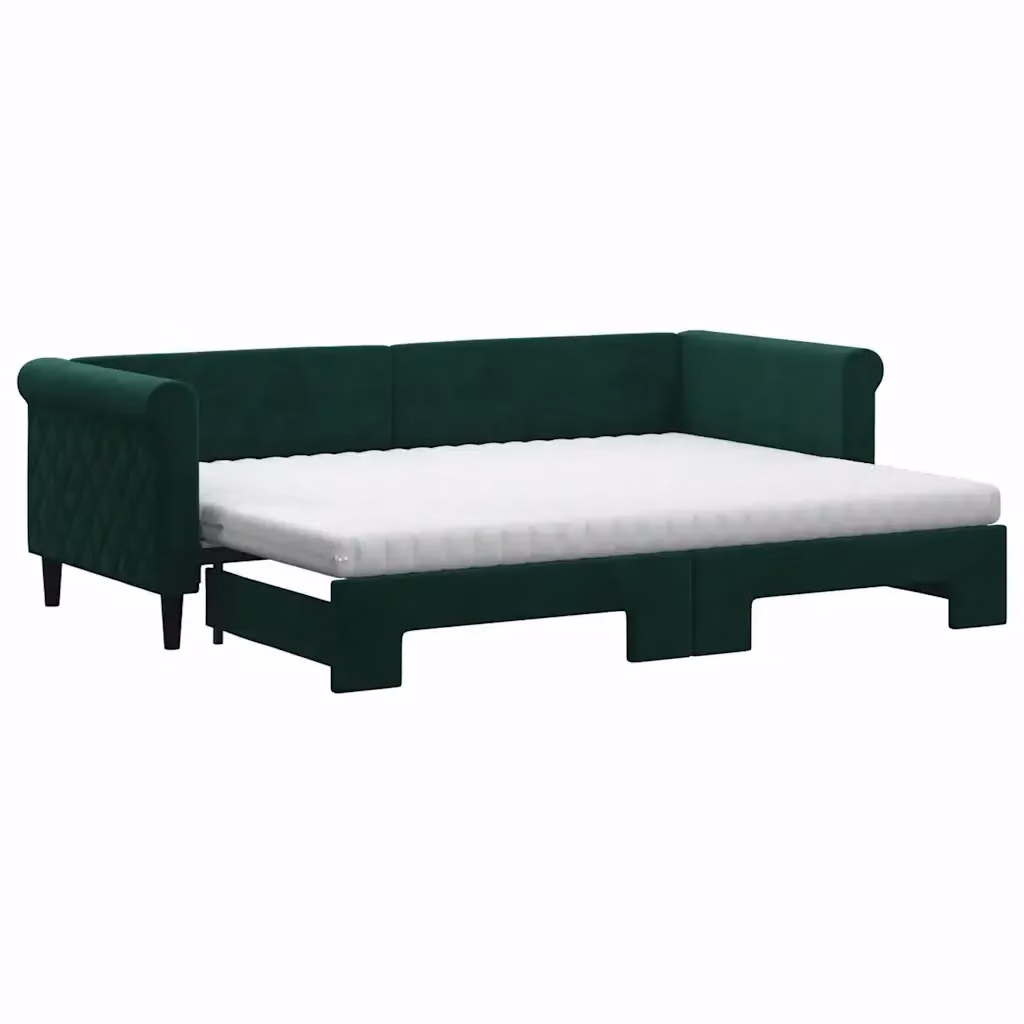 Divano Letto Estraibile vidaXL in Velluto Verde con Cassetto per Soggiorno e Camera da Letto L/P: 229 x 80 x 68 cm – 2