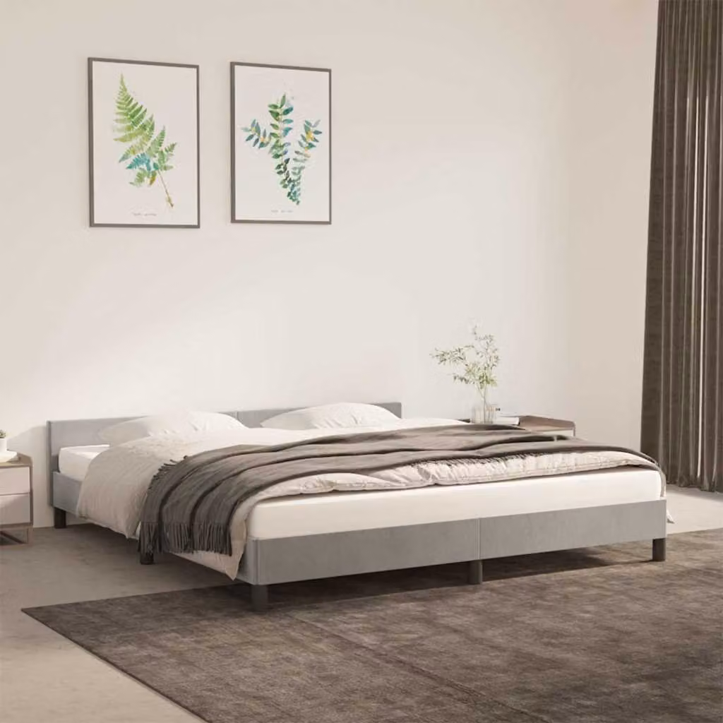 vidaXL Giroletto imbottito in velluto Grigio Chiaro L: 180 cm, P: 200 cm