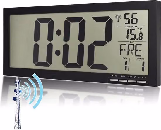 Radio Digitale da Parete con Orologio e Display della Temperatura, Nero, L: 37,1 cm, H: 16,0 cm