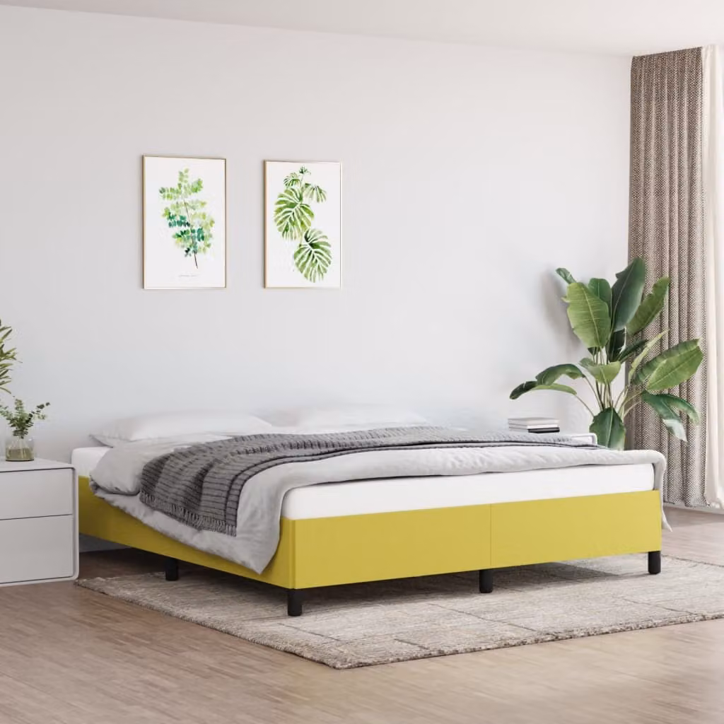 Letto imbottito Living Store, colore verde, dimensioni 160x200 cm, rivestito in tessuto