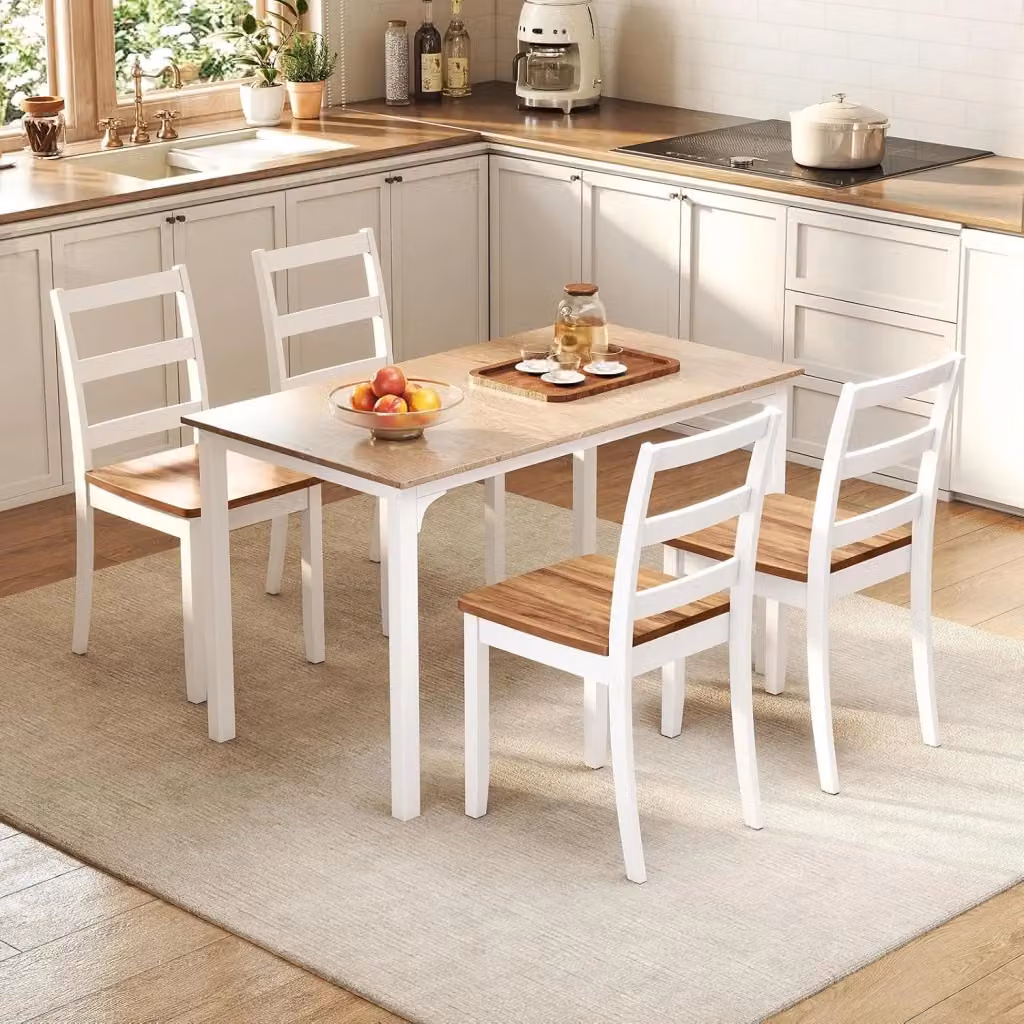 Set di 4 Sedie da Pranzo in Legno COSTWAY in Stile Rustico con Schienale Alto Curvo, L/P/H: 40 x 40 x 85 cm – 2