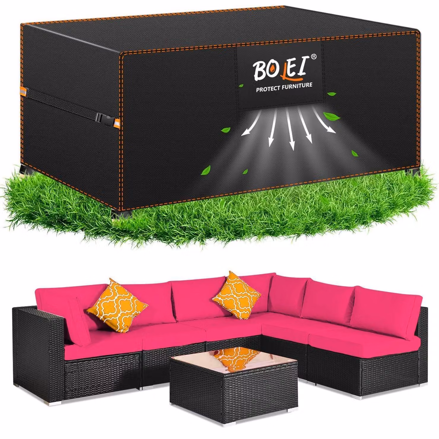 Telo protettivo per mobili da giardino, dimensioni 250x210x90 cm, tessuto Oxford 420D, impermeabile, resistente al vento e con sistema di ventilazione