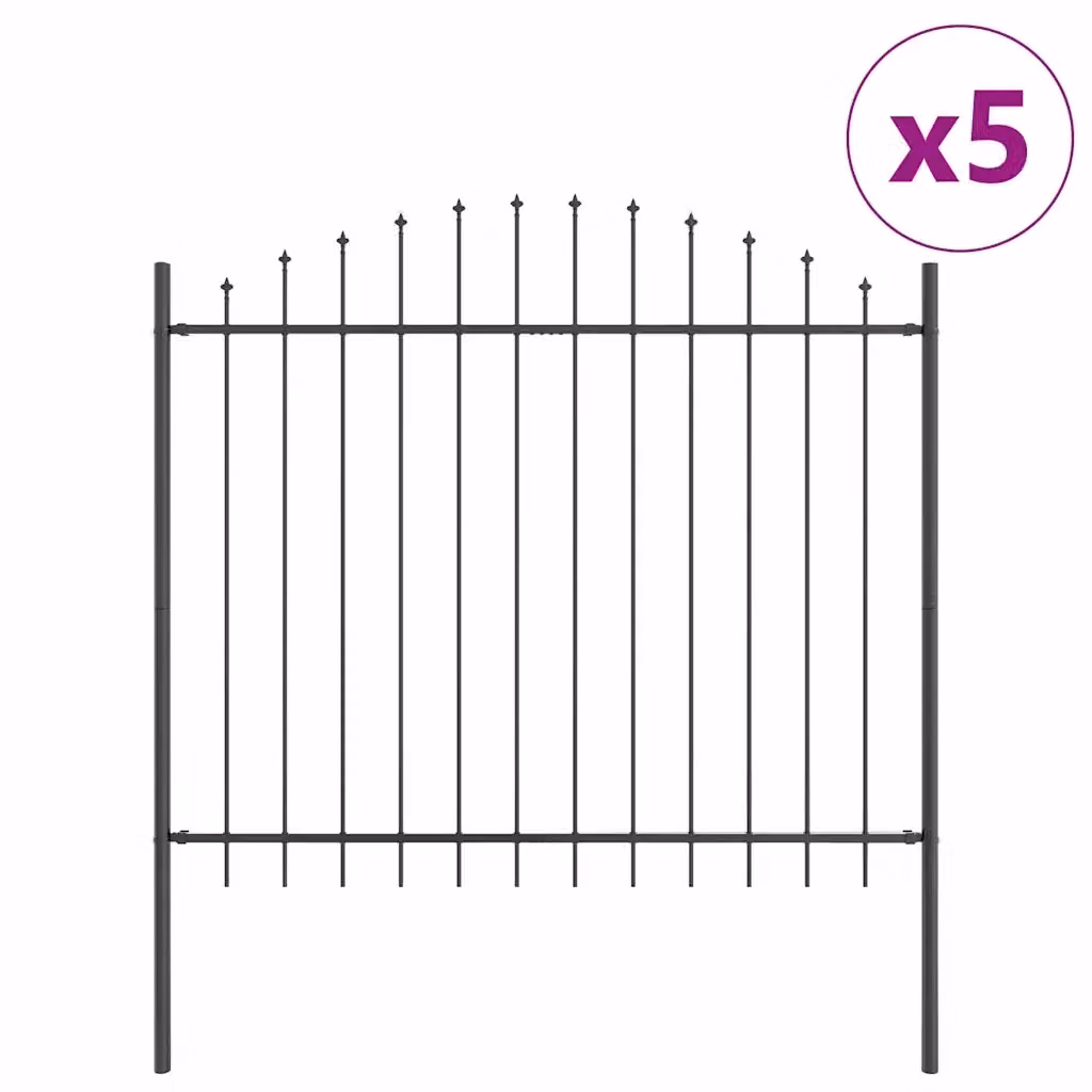 Recinzione per Giardino vidaXL in Acciaio Verniciato a Polvere Grigio, Set da 5 Pezzi, H: 165 cm, L: 170 cm – 2