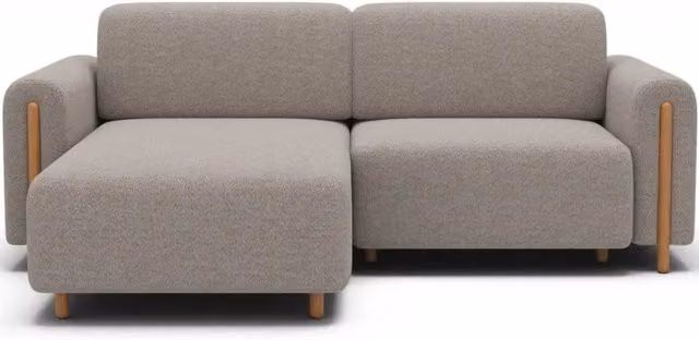 Divano ad angolo convertibile MEUBLORAMA ARVESSA beige in tessuto con contenitore e funzione letto, L/P/H: 244 x 154 x 95 cm – 1