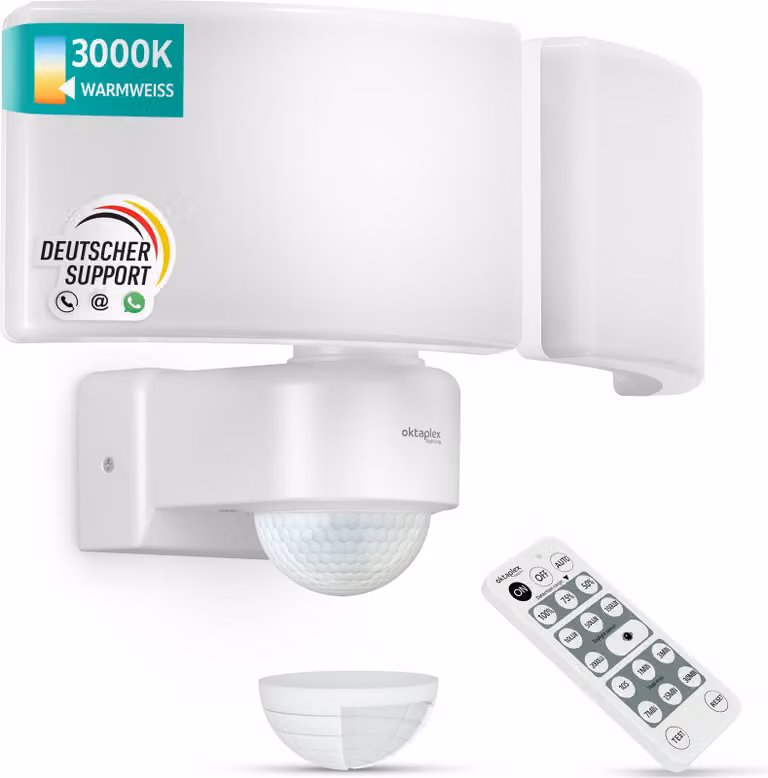 Oktaplex Cali Dos Faretto LED con rilevatore di movimento e telecomando IP65 Bianco caldo con funzione master Bianco