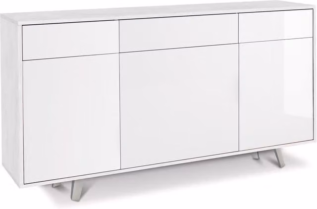 Mobile 3 Ante 3 Cassetti 164x92x41 cm Ossido Bianco/Bianco Lucido