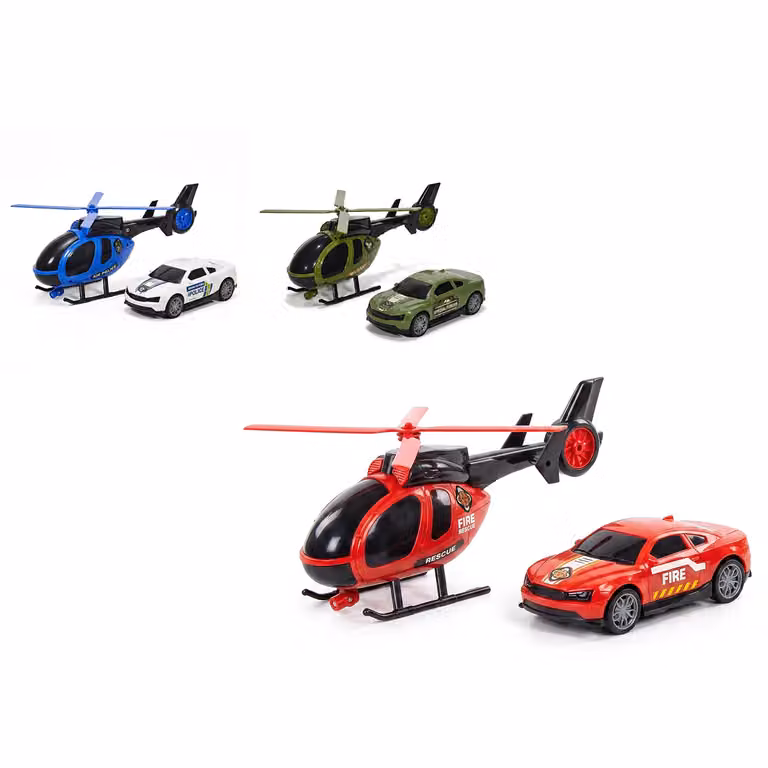TU GIOCHI Set Veicoli Special Force con Auto ed Elicottero con Luci e Suoni per Bambini dai 3 Anni in Plastica