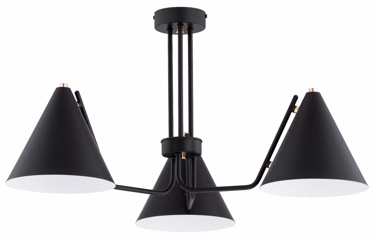Lampada a sospensione a cono BLASK nera 3xE27x15W in metallo, dimensioni: 37x70x70 cm, IP20, Alfa