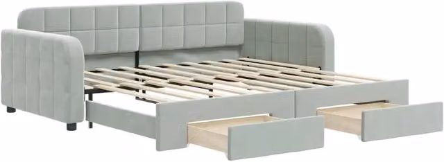 Divano letto | Sof¨¤ letto | Letto singolo Estraibile Cassetti Grigio Chiaro 90x190cm Velluto