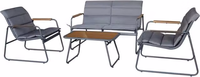 Set da giardino moderno Habitat in acciaio verniciato con cuscini grigi per 4 persone