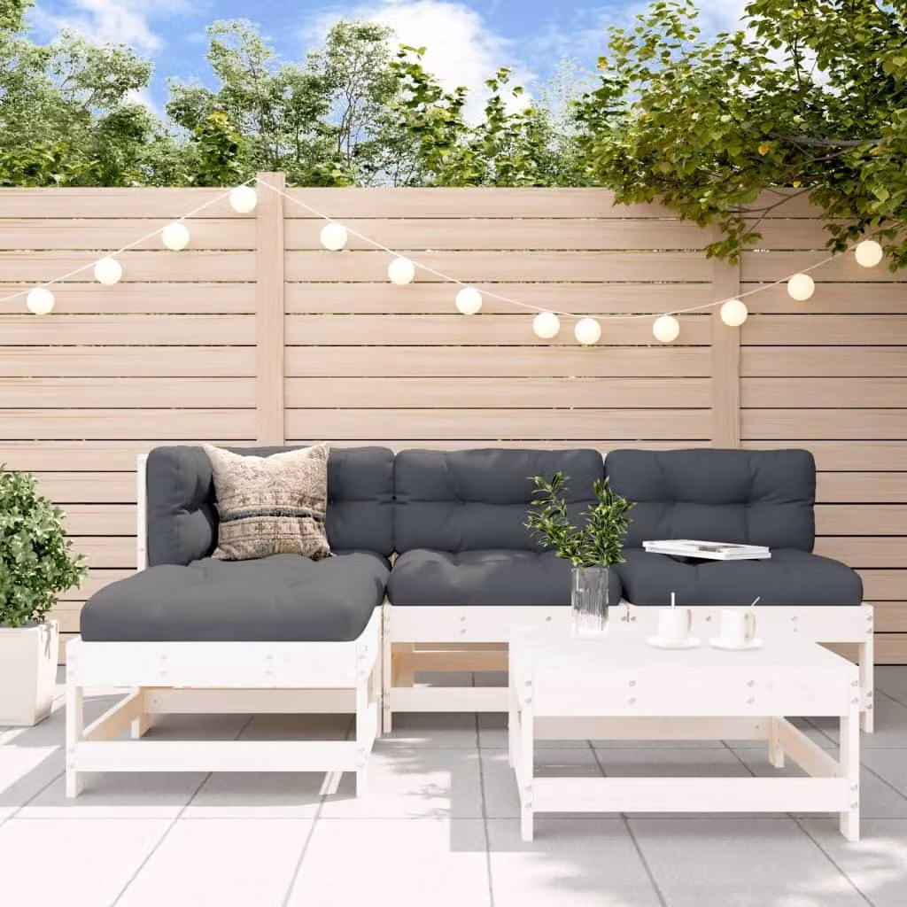 Maison Exclusive - Set Salotto da Giardino 5 pz Bianco in Legno Massello di Pino