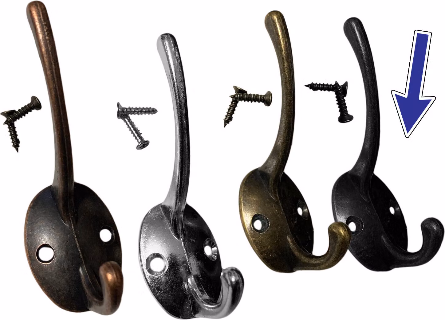 Set di 10 ganci / grucce in metallo per giacche e cappelli (colore: nero)
