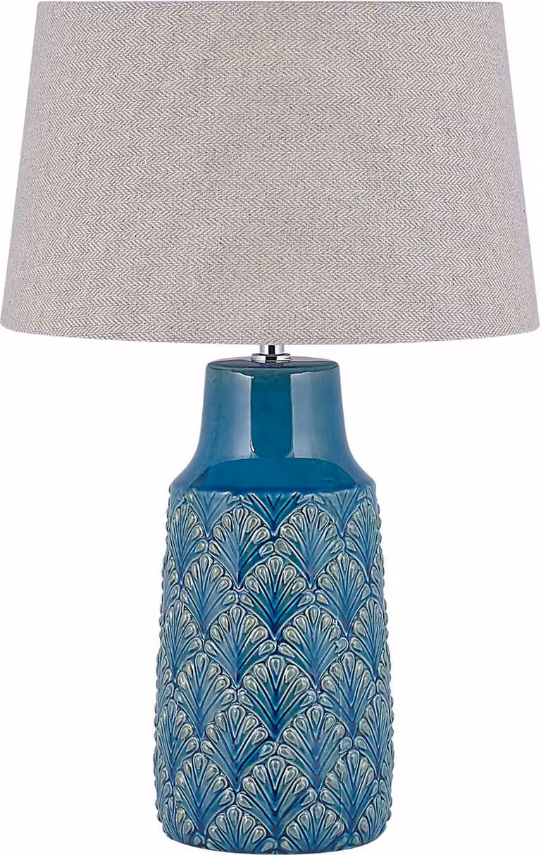 BELIANI Lampada da tavolo in Vetroceramica blu con paralume grigio 55 cm lampada da notte design