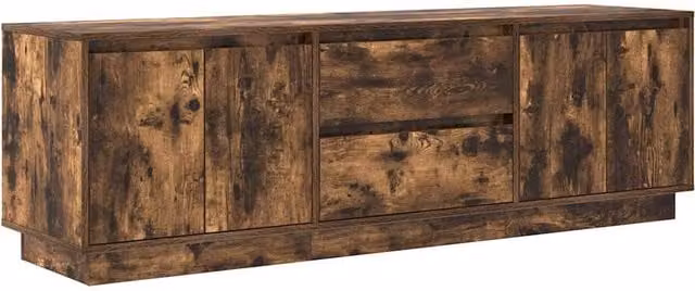 Mobile TV con luci LED pratico spazio di archiviazione 160,5 x 41 x 50 cm in legno multistrato rovere fumo 02_0055834