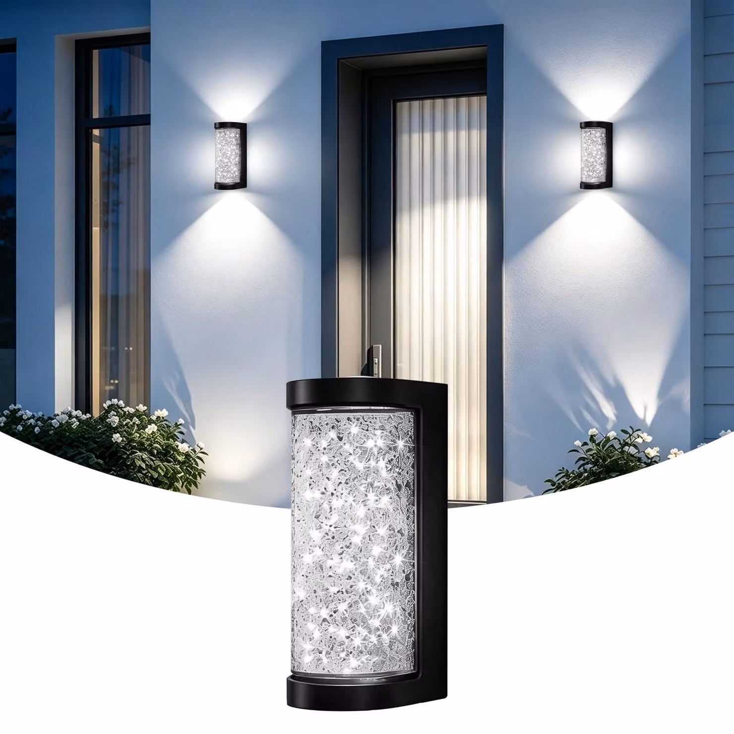 Lampada da parete esterna, rotonda, LED 11 W, 6000 K, metallo, 18x8x8 cm